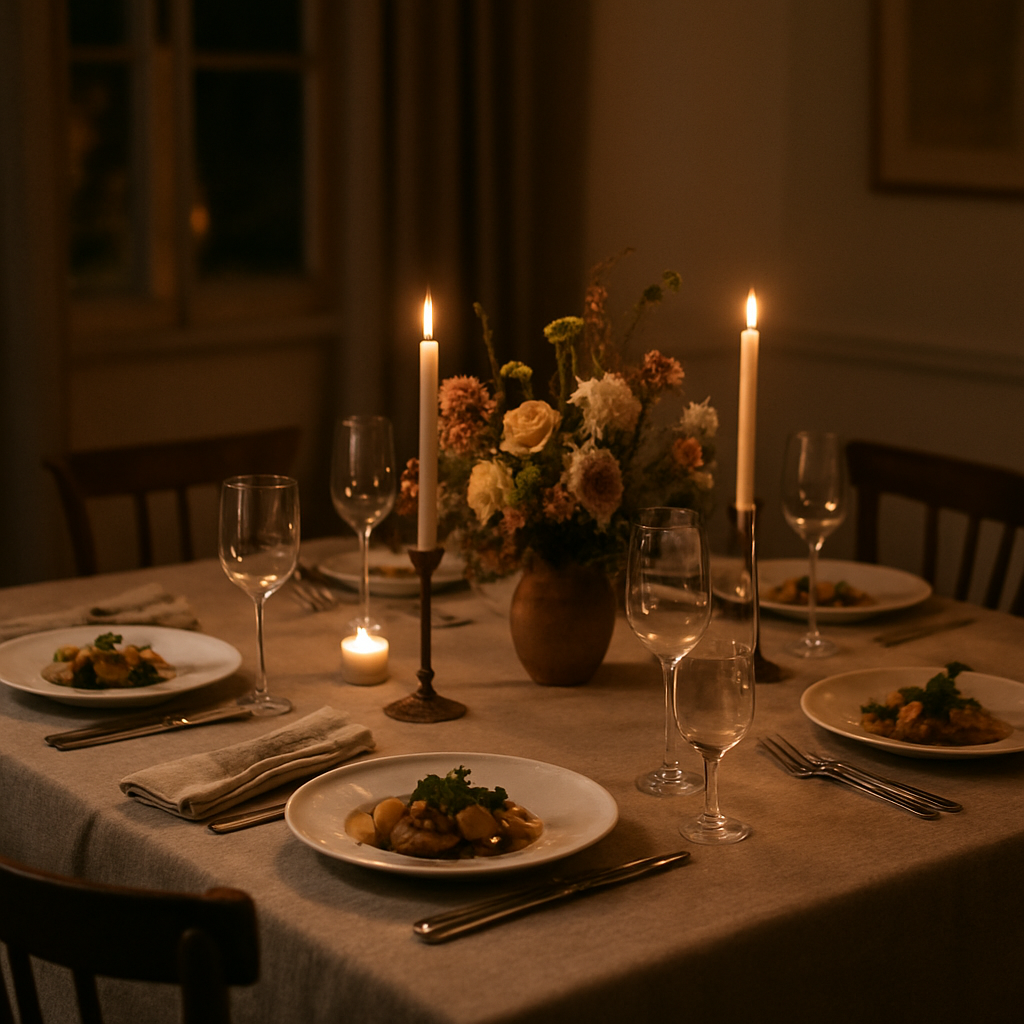 An elegant private dinner table setting
